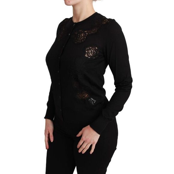 Dolce & Gabbana Black Cashmere Lace Cardigan Women's Sweater